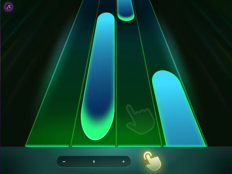 Play Me : la piste de jeu, le champ de mise en bas et le fil des joueurs